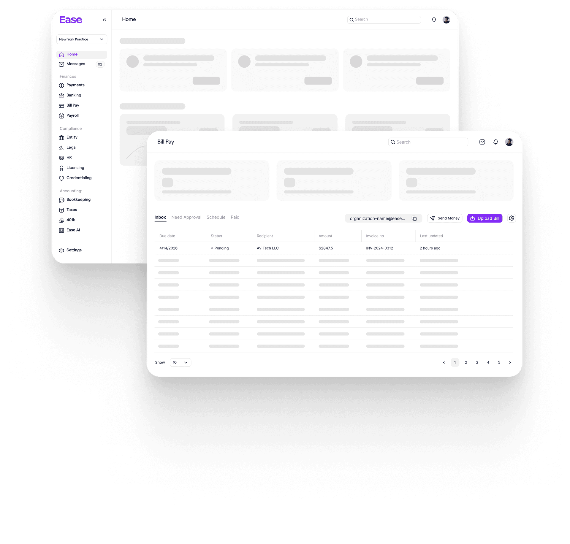 Ease FinancialOS dashboard